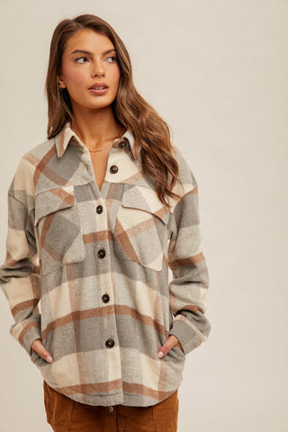 Kim Neutral Flannel Shacket