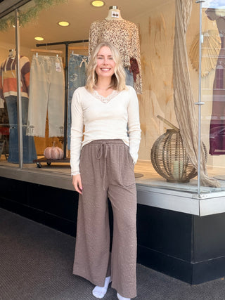Walnut Textured Knit Pants