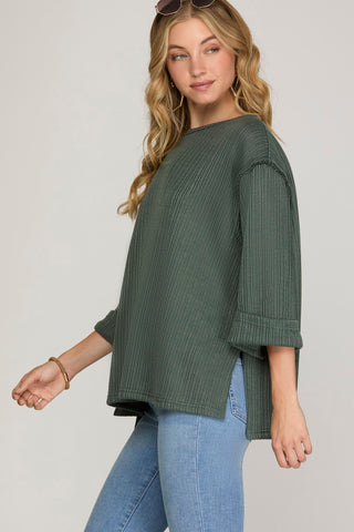 Slate Folded Knit Blouse