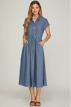 Down For It All Chambray Dress