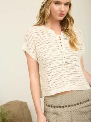 Lace Up Cream Crochet