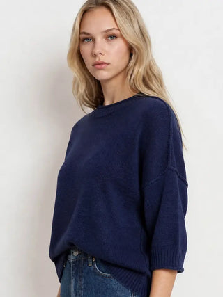 Navy Ease Sweater Top
