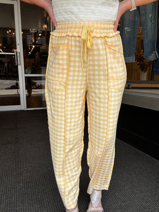 Lemon Chiffon Gingham Pants
