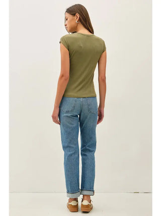 Olive Over Ribbed Tee