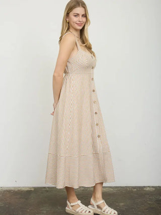 Piper Taupe Stripes Dress