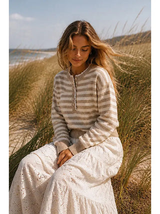 Latte Lace Stripe Sweater