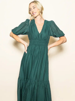 Elegant Hunter Puff Dress