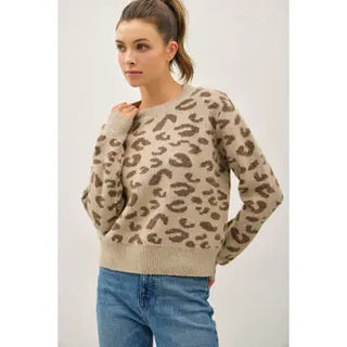 Leopard Crewneck Taupe