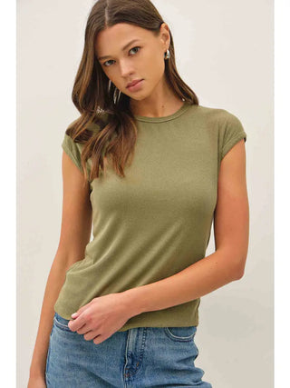 Olive Over Ribbed Tee