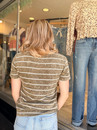 Faded Olive Stripe Tee