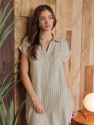 Nelli Sage Stripes Dress