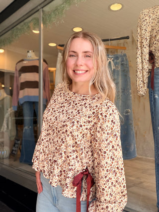 Crème Brûlée Floral Blouse