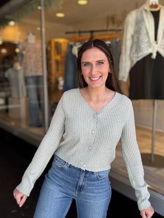 Chic Feminine Sage Cardigan