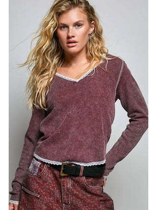 Mulberry Lace Waffle Top