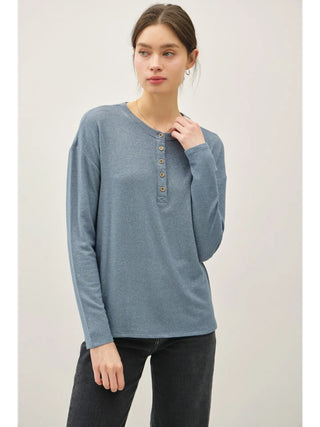 Nelson Henley Teal Top