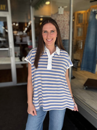 Allison Blue Stripes Top