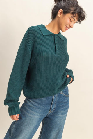 Preppy Deep Green Sweater