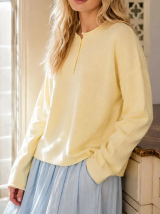 Lemon Meringue Henley Sweater