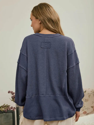 Navy Waffle Top