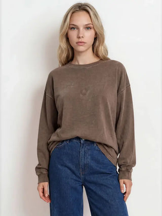 Brown Washed Knit Top
