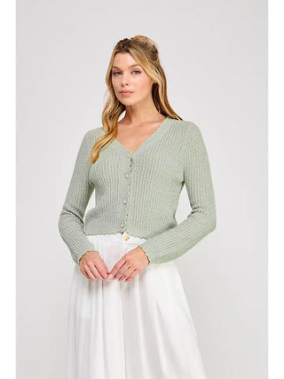 Chic Feminine Sage Cardigan