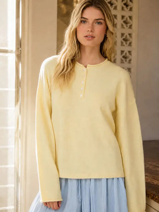 Lemon Meringue Henley Sweater