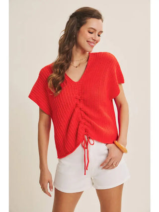 Brylee Red Ruched Top