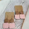 Walnut Coral Square Earrings