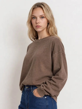 Brown Washed Knit Top