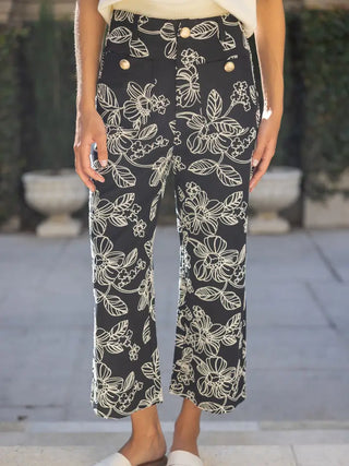 Delicate Black Floral Pants