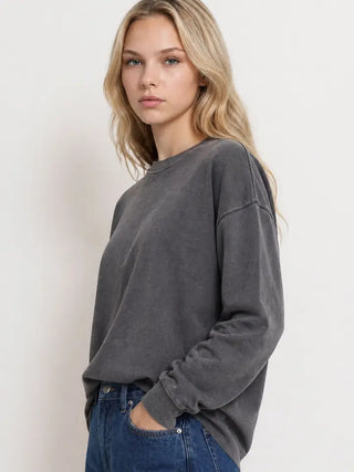Charcoal Washed Knit Top