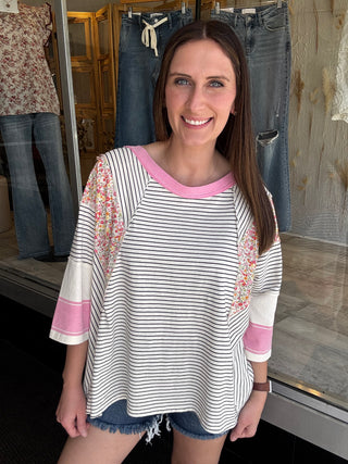 Les Pink Stripes Top