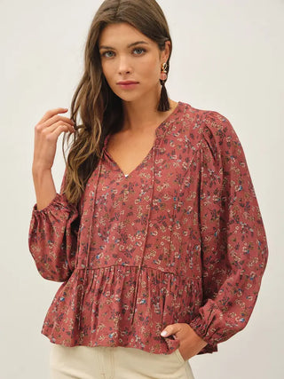 Mauve Your Body Floral Blouse