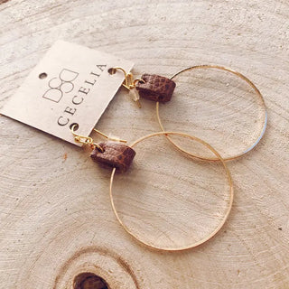 Natural: Leather and Gold Hoops