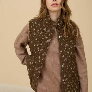Corduroy Brown Floral