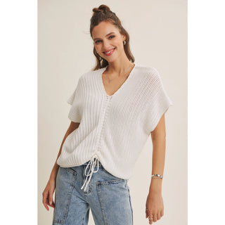 Brylee White Ruched Top