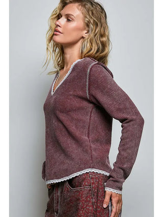 Mulberry Lace Waffle Top