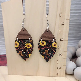 Black Floral Split Earrings