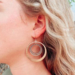 Gold Hoop Wood Earrings