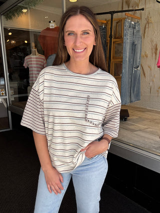 Angie Mocha Stripes Top