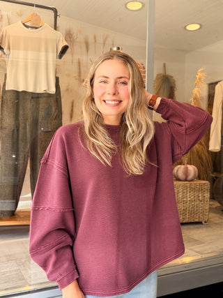 Merlot Mineral Wash Pullover