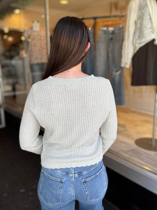 Chic Feminine Sage Cardigan