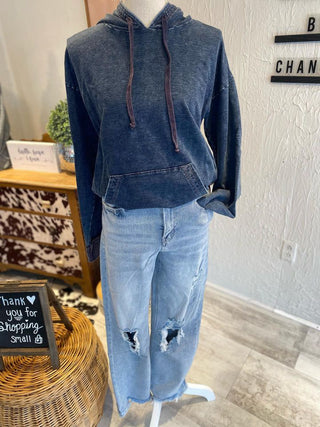 Snow Washed Denim Hoodie