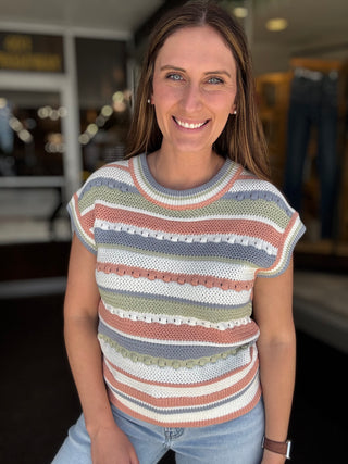 Kate Apricot Stripes Top