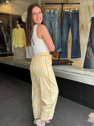 Lemon Chiffon Gingham Pants
