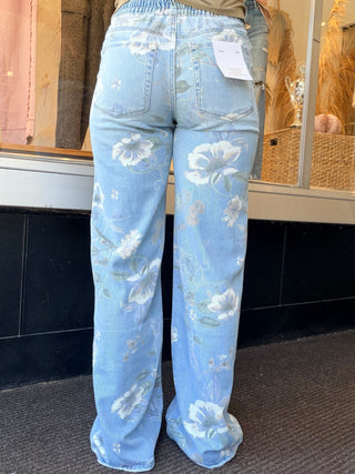 Floral High Drawstring Wide 32"
