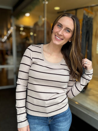 Lauren Brown Black Top