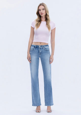 Stone Wash Mid Slim Wide