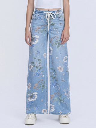 Floral High Drawstring Wide 32"