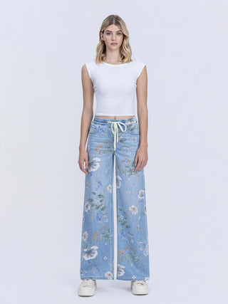 Floral High Drawstring Wide 32"